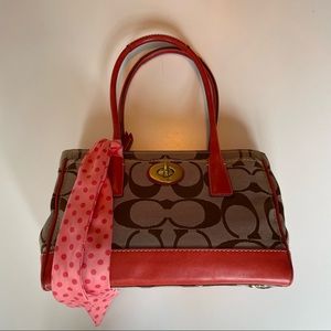 Coach Leather Satchel with Scarf